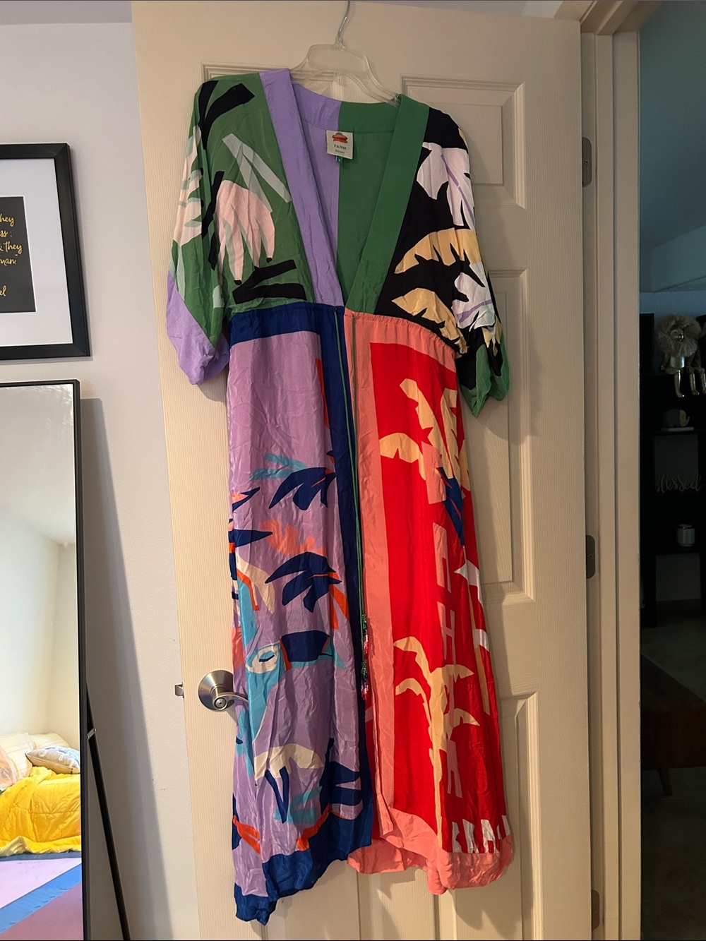 Farm Rio Colorblock Tropical Kimono Maxi Dress - Multicolor small - Picture 3 of 4